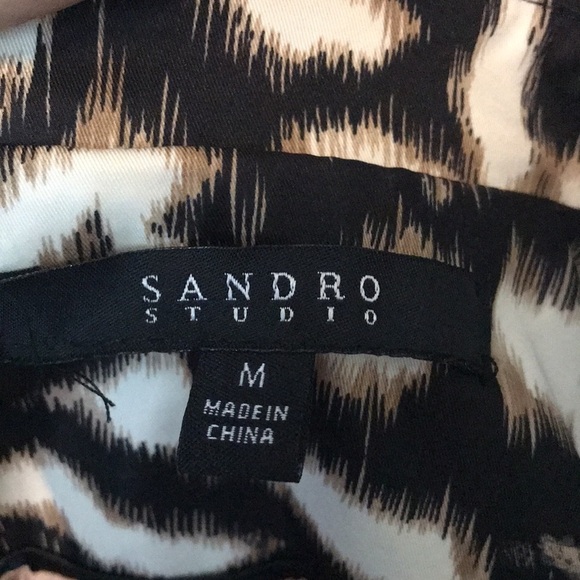 Sandro Studio Leopard Animal Print Jacket Button Up with Belt Mid Length Sz M - Picture 9 of 11